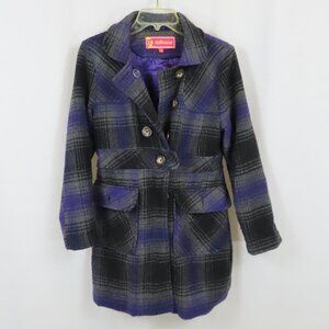 Dollhouse Child's Purple Black Grey Plaid Coat Sz. XL16